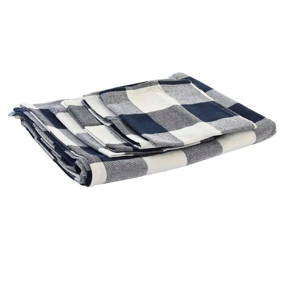 Nappe et serviettes de table DKD Home Decor Bleu Blanc (250 x 150 x 0, pour Fêtes
