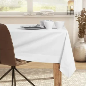 Nappe de Table Pure blanc lisse épuré 140x200 DecoKing