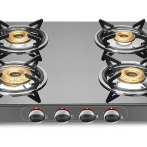 Sujata Gas Stove | 9 Years Warranty | 4 Burner Gas Stove Glass Top, 4 Burner Stove, ISI Certified, SABAF Valve LPG & PNG C...