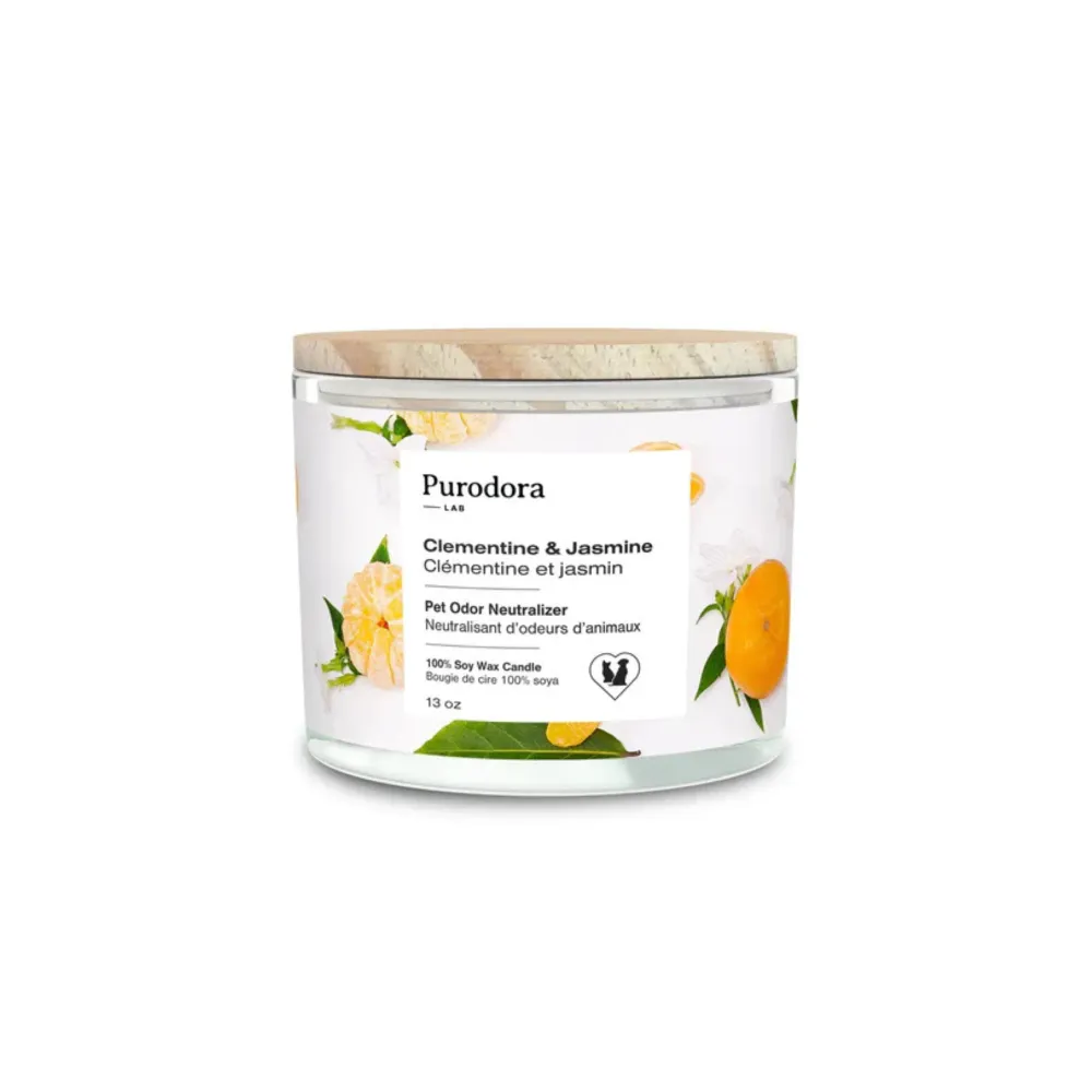 Chandelle de cire 100% soya et neutralisant d’odeurs d’animaux – Clémentine et Jasmin