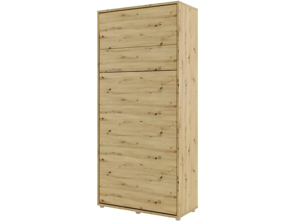 Lenart Armoire Lit escamotable +2 Placards Vertical 90x200 cm Chêne traditionnel Lit Rabattable Lit Mural"Consus"