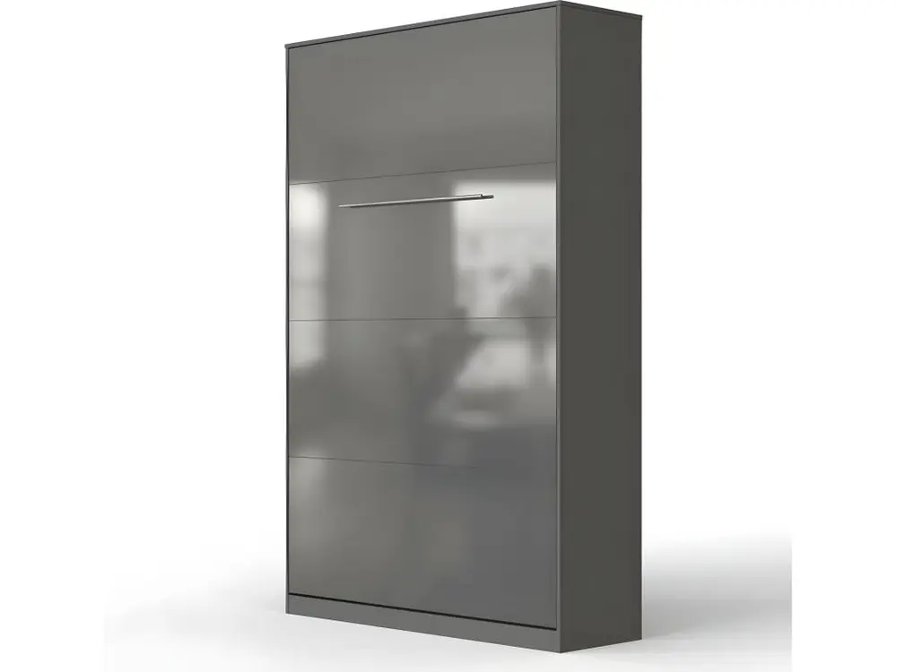 Lit escamotable +2 Placards Vertical 120x200+(50x2)cm Lit Rabattable Lit Mural Régulier Anthracite/Anthracite brillant