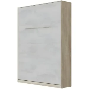 Lit escamotable +2 Placards Vertical 140x200+(50x2)cm Miroir Lit Mural Chêne Sonoma/Béton