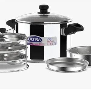 Ultra Duracook Triply Diet Infinity 6.5 L, All one – Steaming, frying, curry making, Idly, Dhokla Maker etc,SS 304 Food Gr...