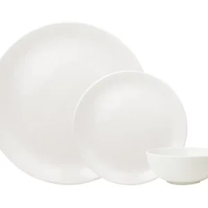 Clay Craft Ceramic Solid Urmi Dinner Set - White - 18 Pieces, Family 6, Dinner Set Ceramic, Crockery Set, Dining Set Dinne...