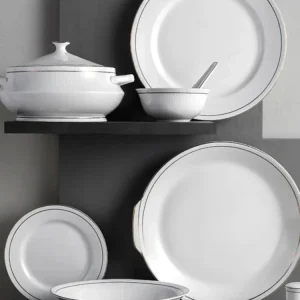 Clay Craft Fine Ceramic Ebony Dinner Set - Enchanting Gold - Family 4 - 13 Piece Dining Set Velan Store