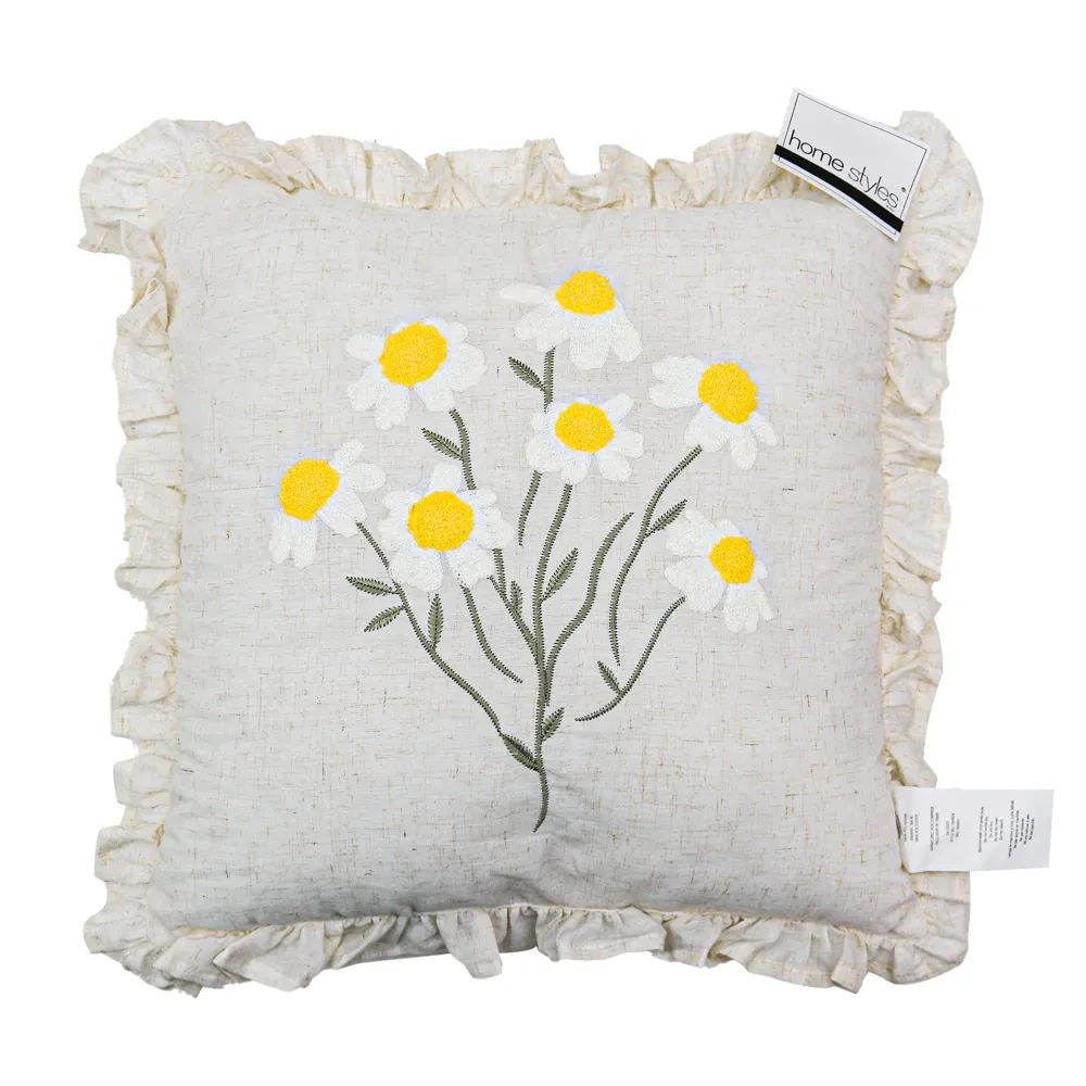 Coussin à broderie fleurie HomeStyles, 18 po x 18 po