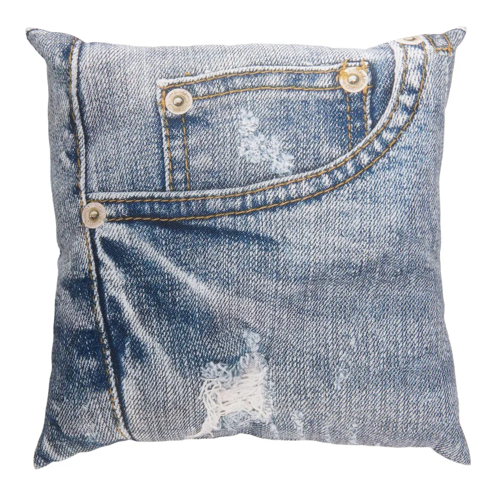 Coussin à imprimé d’aspect denim HomeStyles, 18 po x 18 po