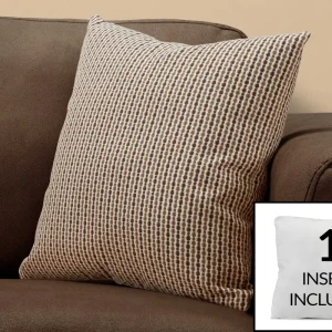 Coussin décoratif carré 18 po – Motif abstrait brun clair et foncé Monarch