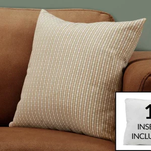 Coussin décoratif carré 18 po – Motif abstrait – Taupe clair et foncé Monarch
