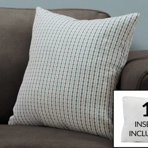 Coussin décoratif carré 18 po – Motif points – Bleu clair et gris foncé Monarch