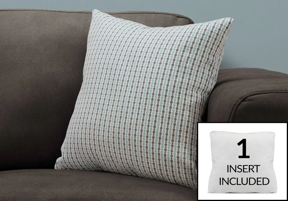 Coussin décoratif carré 18 po – Motif points – Bleu clair et gris foncé Monarch