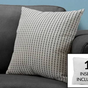 Coussin décoratif carré 18 po – Motif points – Gris pâle et noir Monarch