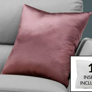 Coussin décoratif satin 18 po – Rose – Hypoallergénique lavable Monarch