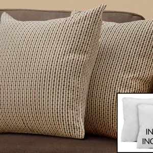 Ensemble 2 coussins décoratifs 18 po – Motif abstrait brun clair foncé Monarch