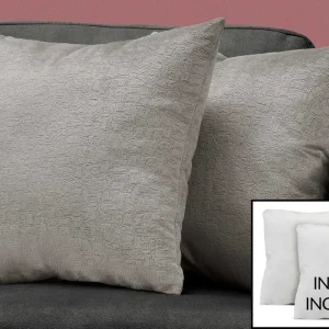 Ensemble 2 coussins décoratifs velours gris mosaïque 18 po Monarch