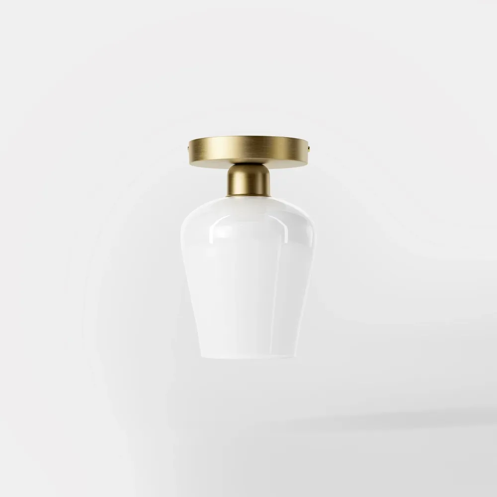 Plafonnier Compact En Verre Blanc Et Laiton Talis Ghidini 1849