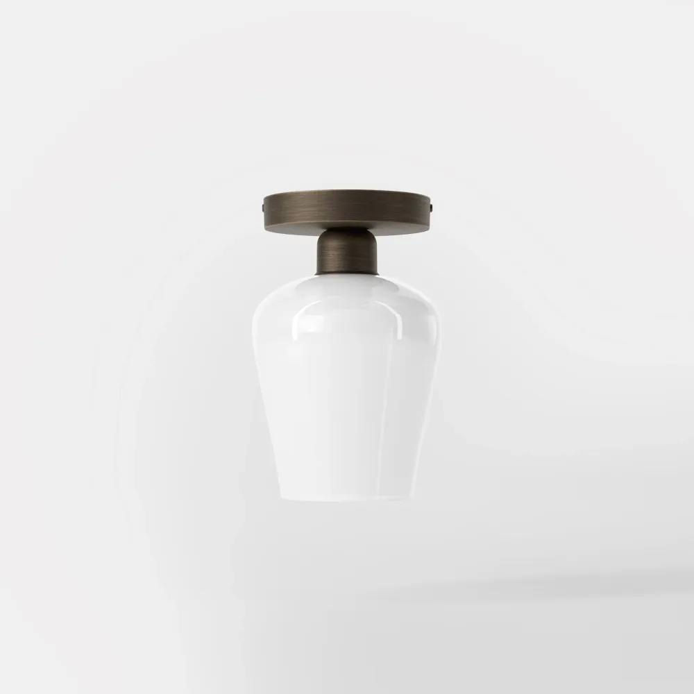 Plafonnier Compact En Verre Blanc Et Laiton Talis Ghidini 1849
