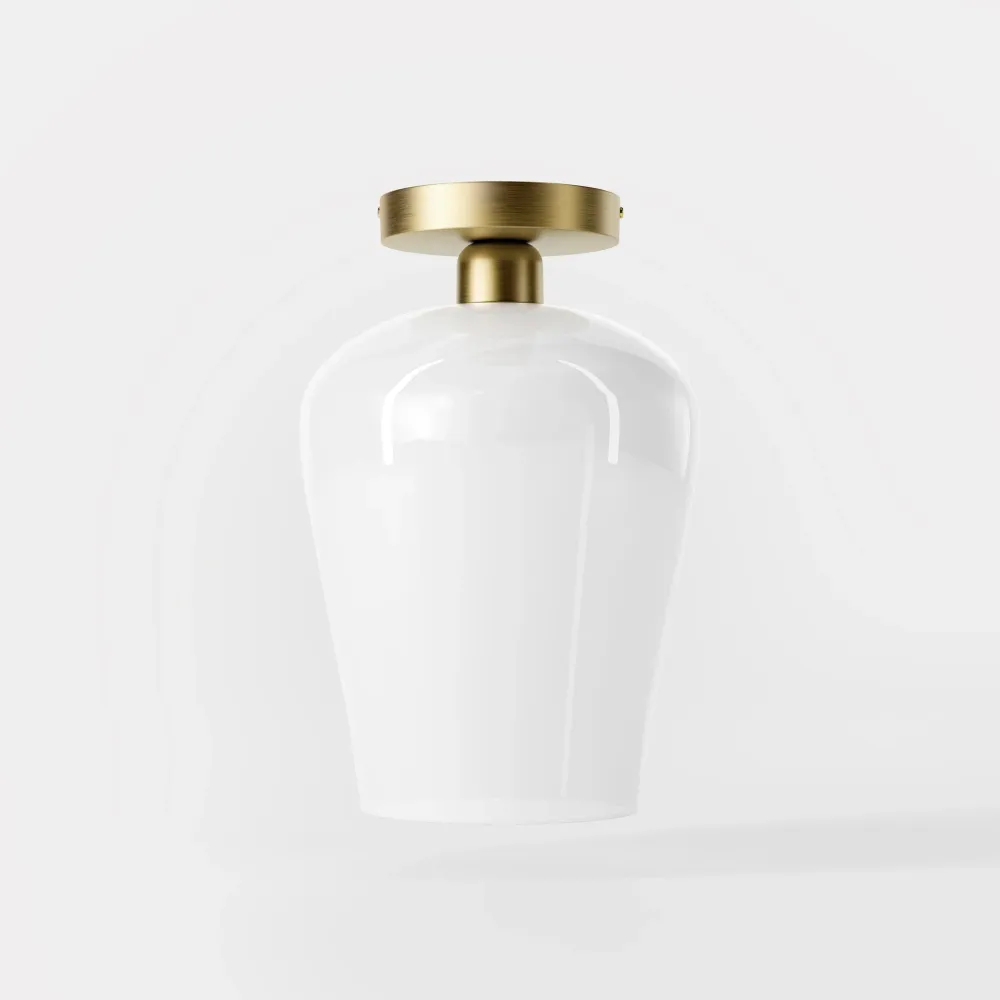 Plafonnier En Laiton Et Verre Blanc Talis Ghidini 1849