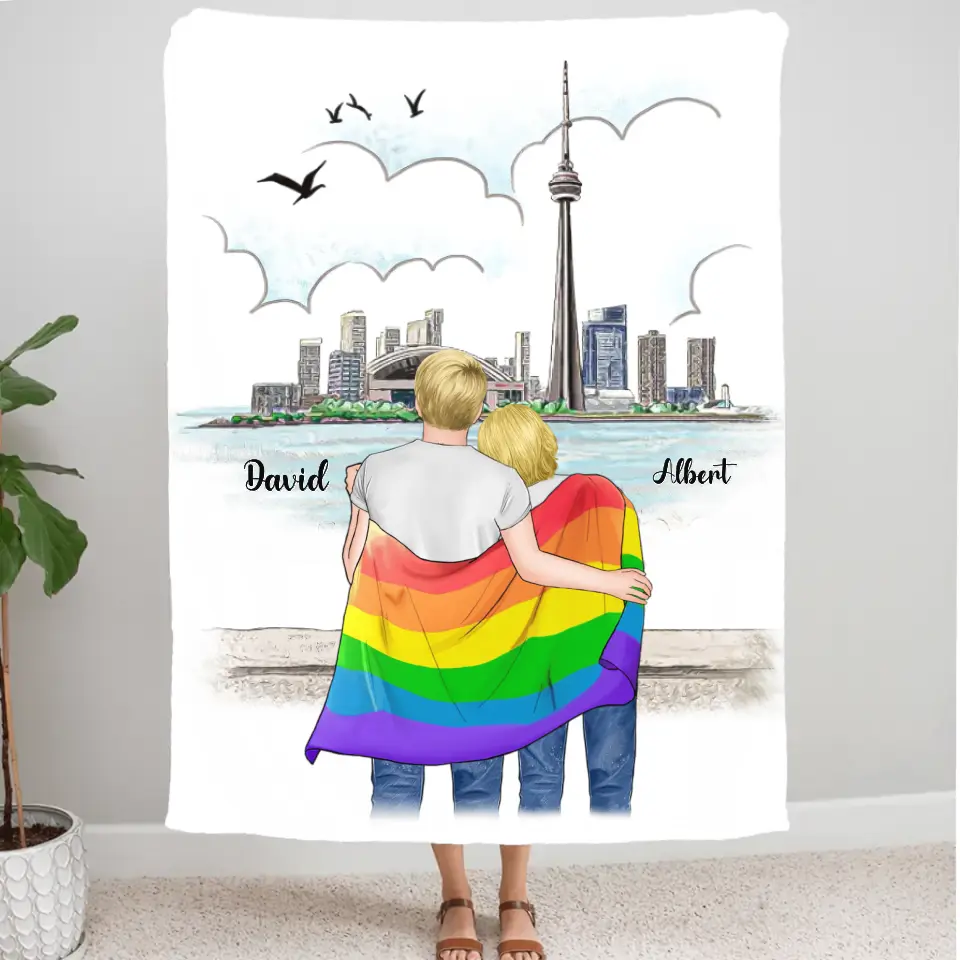 Couverture personnalisée, Plaid en polaire Cadeau Pour LGBT, Gays, Bisexual, Drapeau arc-en-ciel merchOne