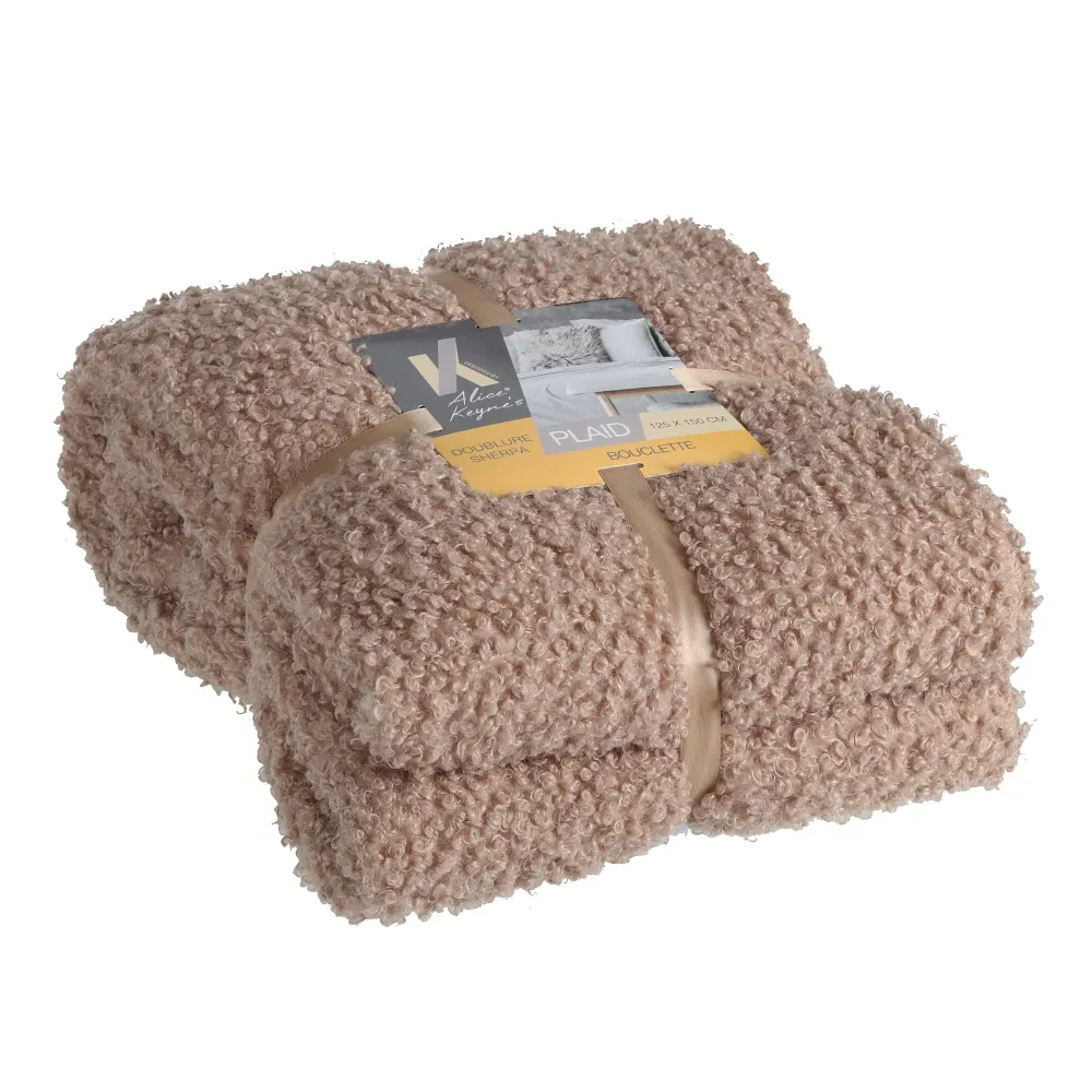 Plaid bouclette avec dos sherpa 150x125cm - Noir Stokomani