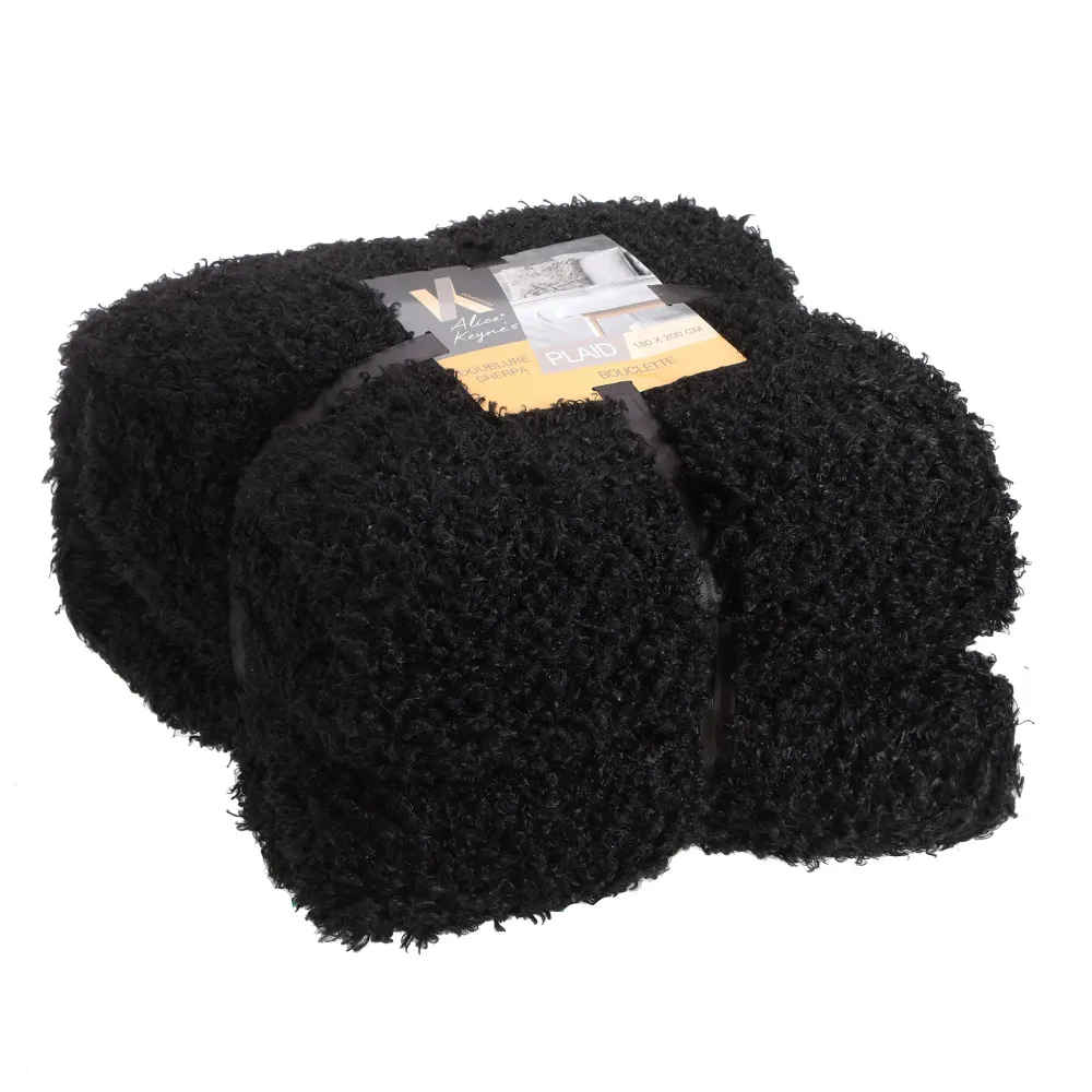 Plaid bouclette dos sherpa 180x200cm Stokomani