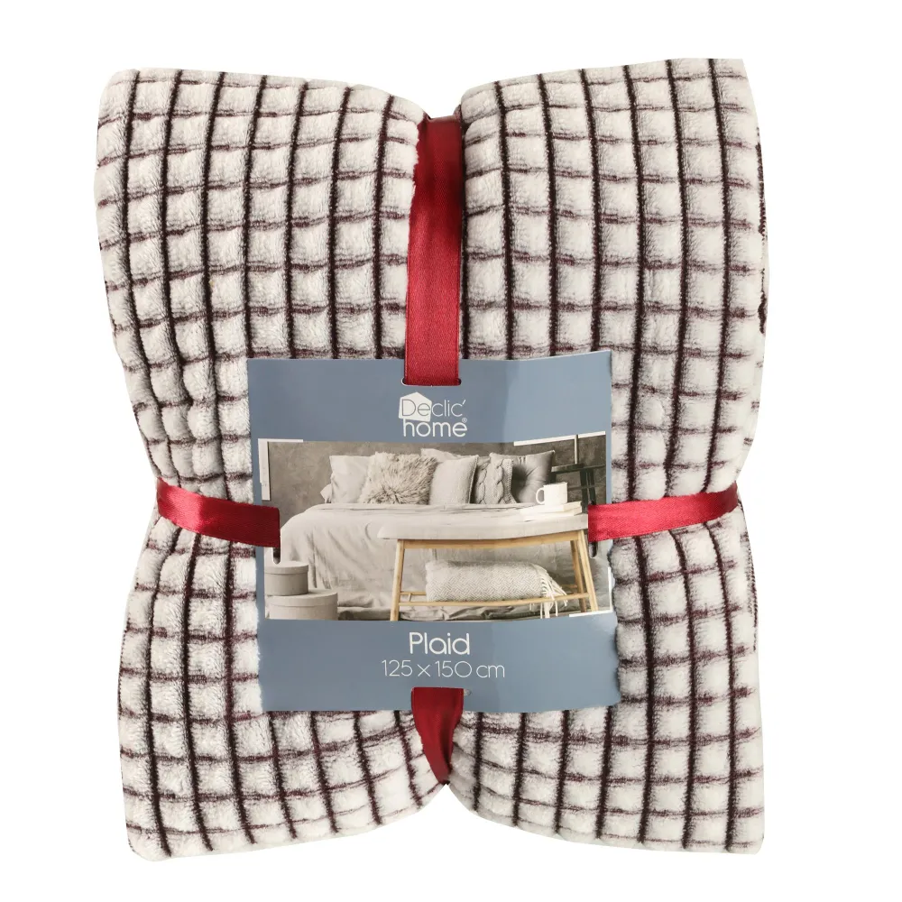Plaid en flanelle quadrillé 125x150cm - Rouge Stokomani