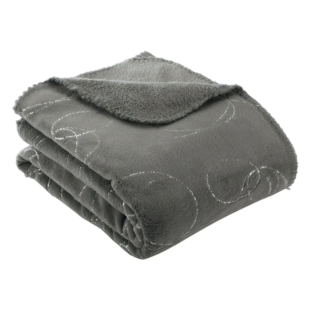 Plaid ronds argentés 125x150cm - Gris Stokomani