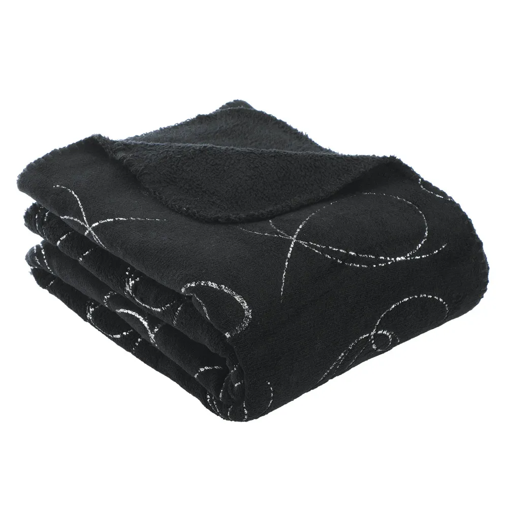 Plaid ronds argentés 125x150cm - Noir Stokomani