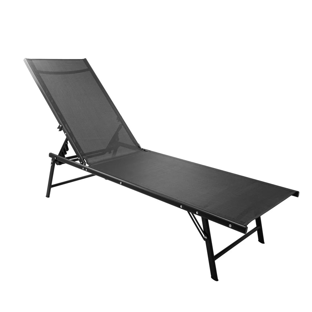 CHAISE LONGUE PLIABLE TEXTILENE NOIRE