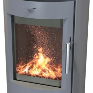 Poêle à bois premium rond TORONTO gris fonte fermé