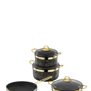 Brioni Royal Stone 7 Piece Cookware Set - Sandstone & Ton or