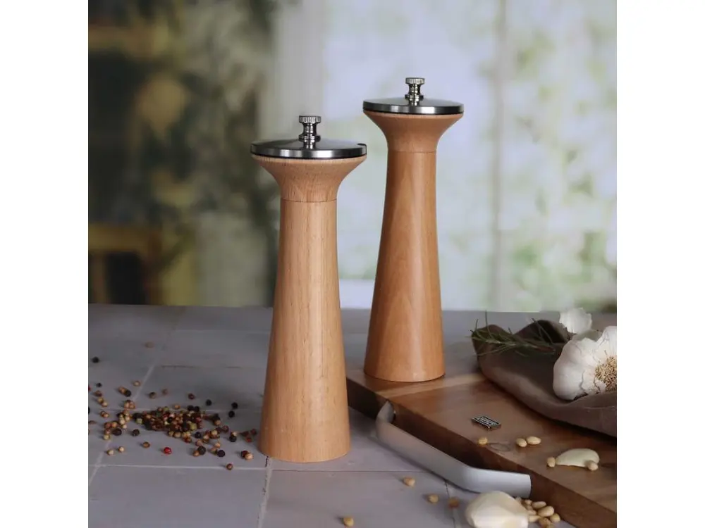 Éplucheur Multifonction Ogo Living - Set Moulin Poivre Et Moulin Sel En Bois Et Inox Duo