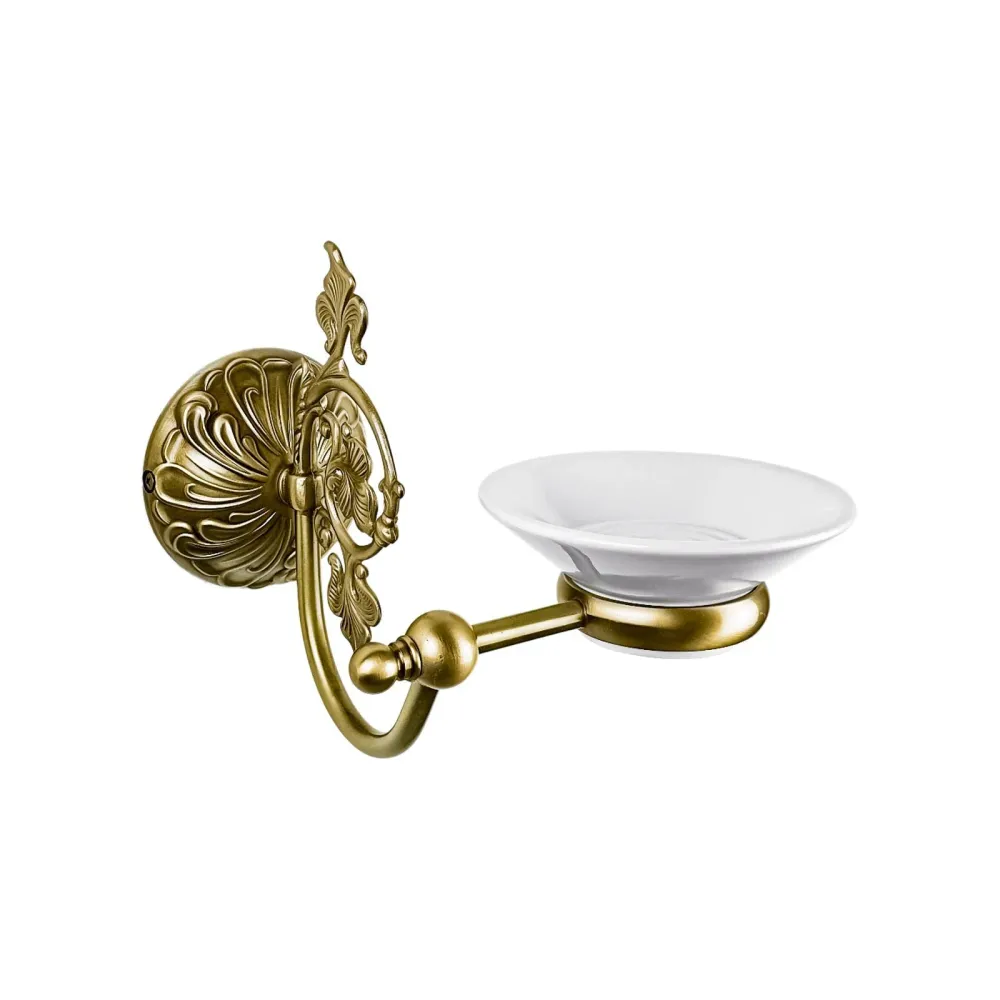 Porte-Savon en Laiton et Céramique Art Nouveau Motifs Feuillés Penelope Ghidini 1849