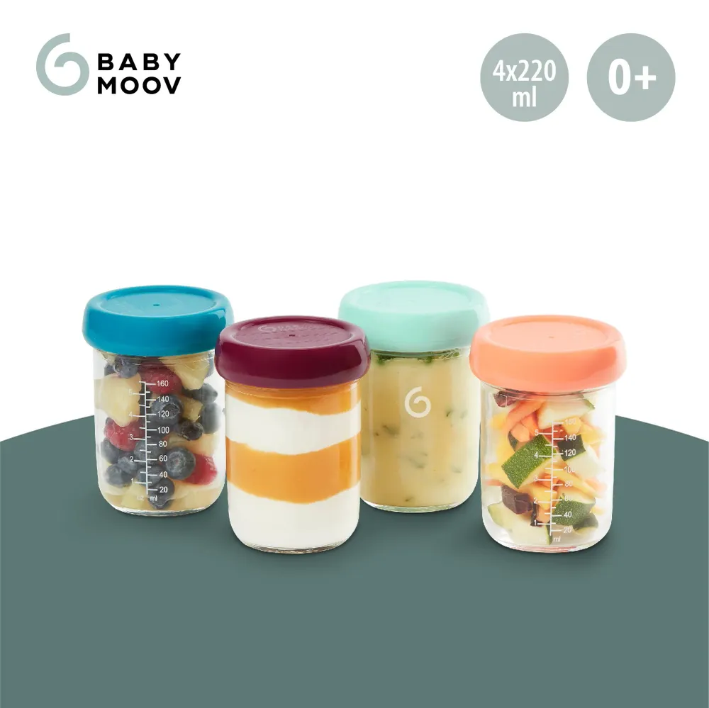 Babybols 4 Pots de Conservation en Verre 220 ml