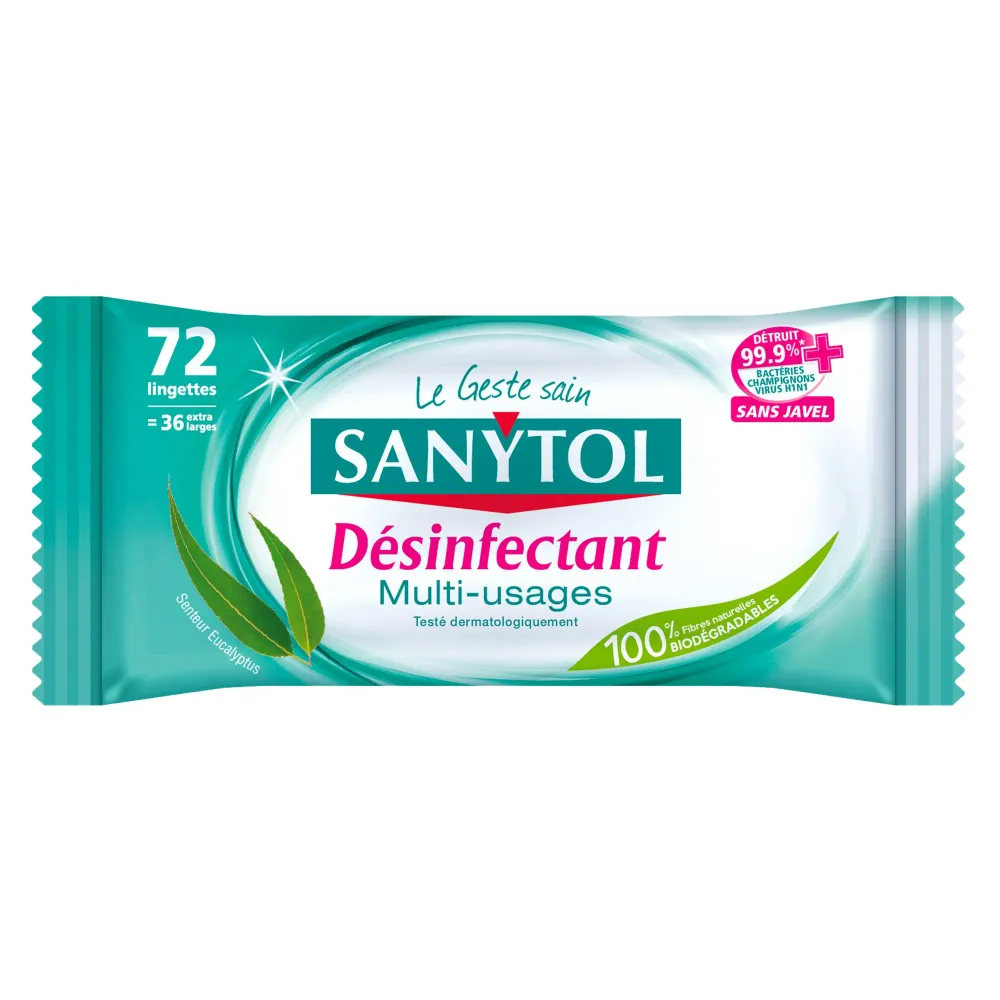 72 lingettes désinfectantes eucalyptus Stokomani
