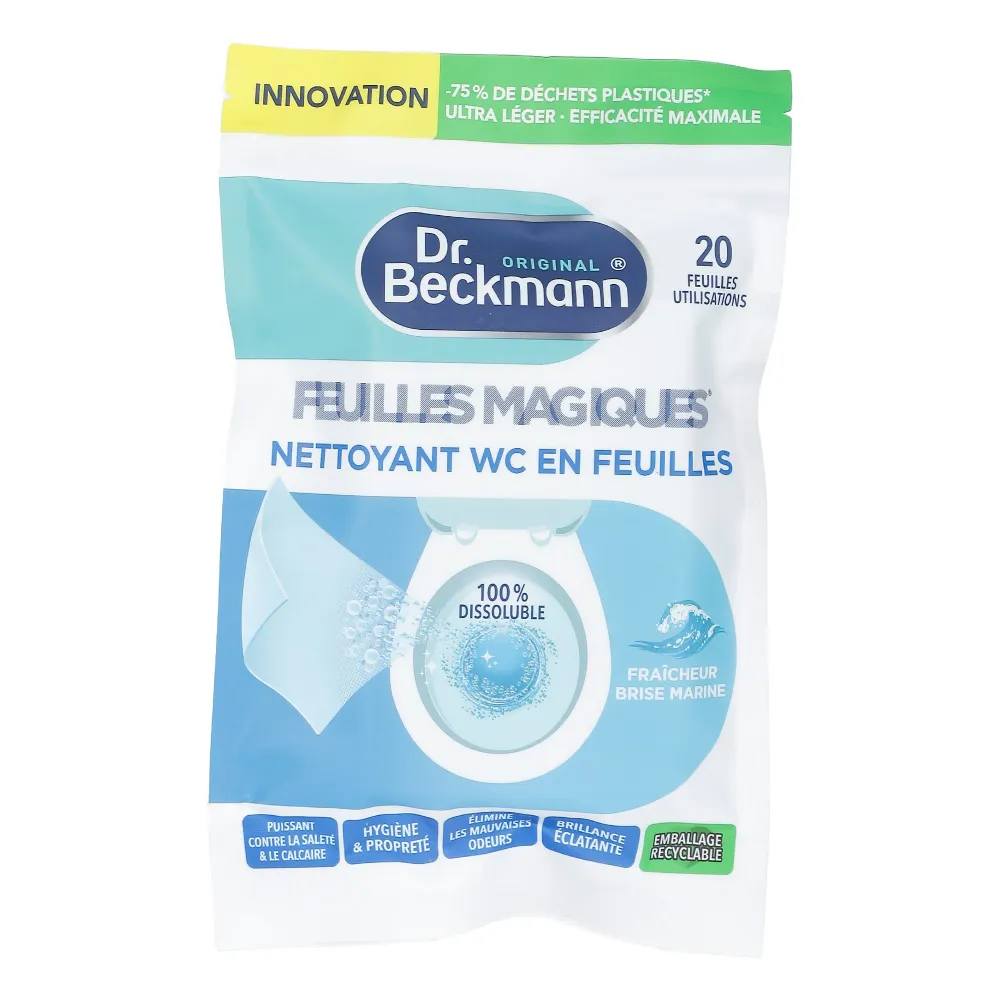 20 Lingettes feuilles magiques nettoyantes wc fraîcheur brise marine Stokomani