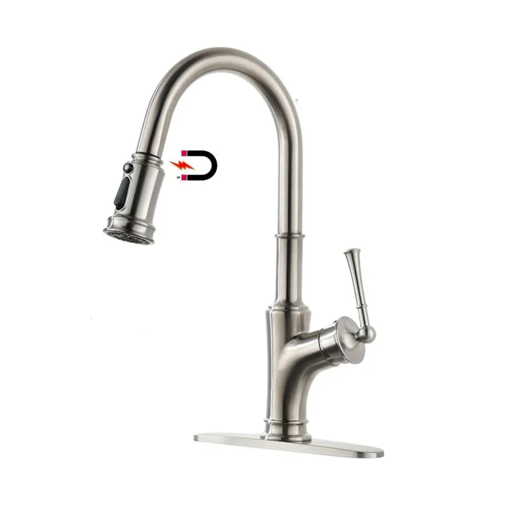 APPASO 192BN Kitchen Faucet Mat Nickel 3-Mode Sprayer and Brush
