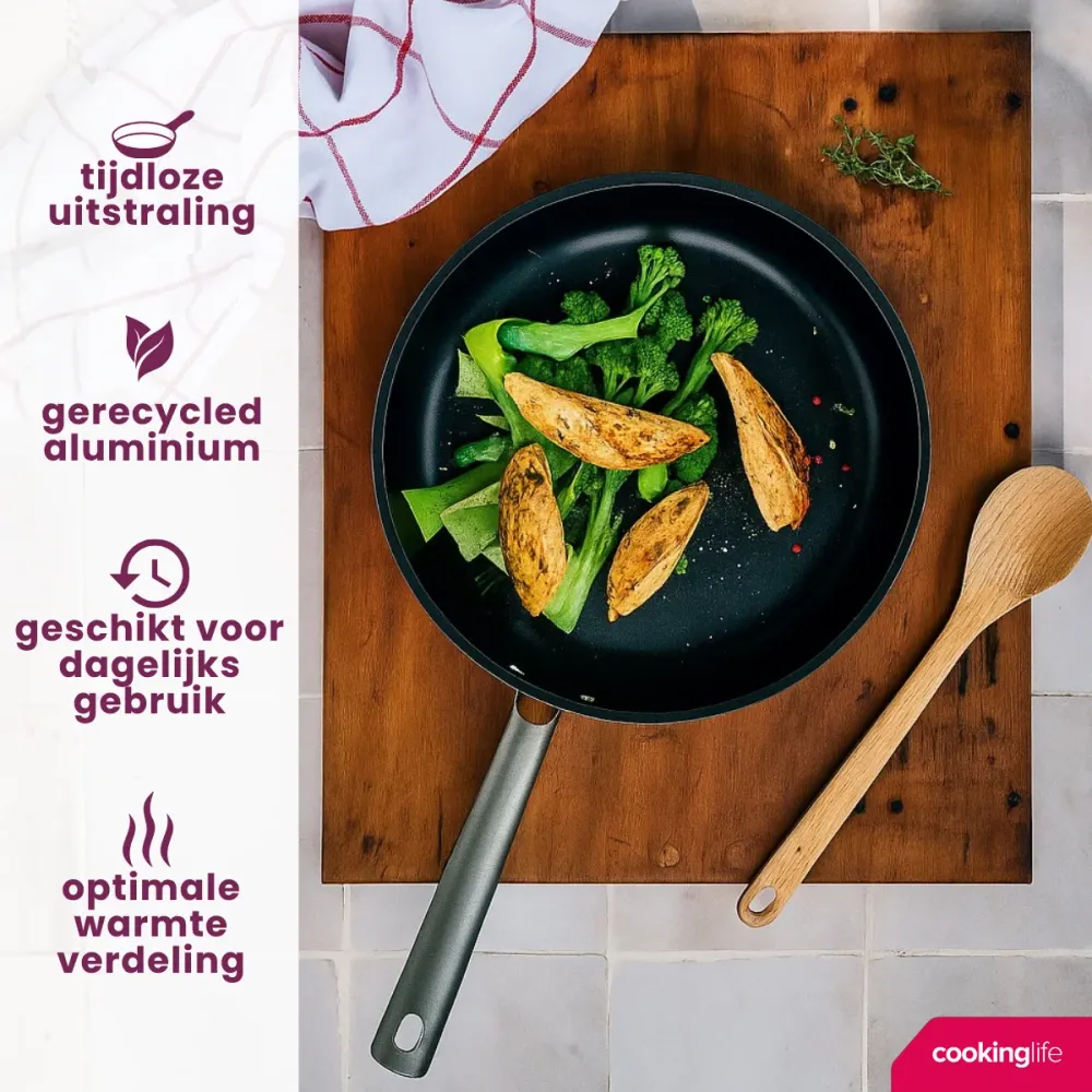 Fouet inox Cookinglife Koekenpan ProForge ø 24 cm - keramische anti-aanbaklaag - geschikt voor alle warmtebronnen
