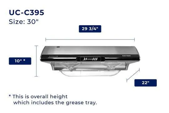 HAUSLANE UC-C395 : Hotte de cuisine Hauslane| 30"| 750 CFM| Acier inoxydable | Sous l'armoire