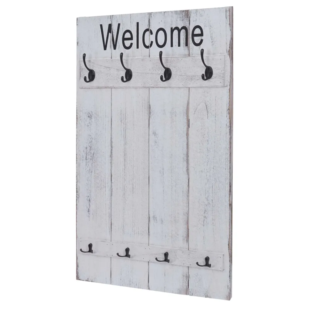 Armoire porte-manteau mural Welcome panneau d'armoire avec 8 crochets 91x60cm blanc vieilli 04_0001004