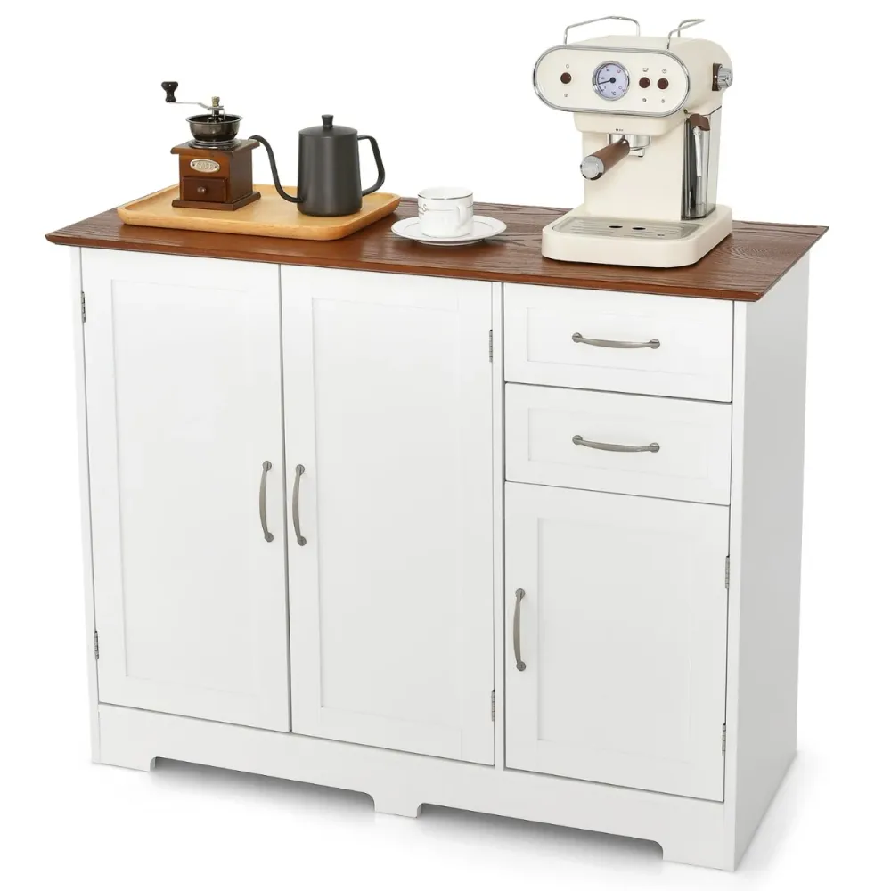 Buffet cuisine meuble bas 100 x 40 x 78 cm spacieux espace rangement épuré moderne en MDF blanc 20_0010795