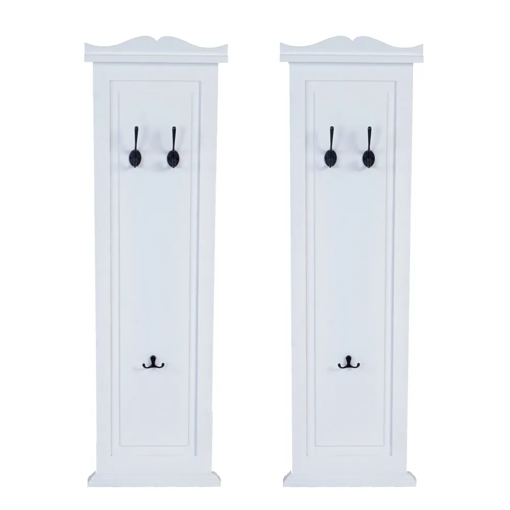 2x porte-manteaux mural avec 3 crochets en bois blanc 109 x 28 x 4 cm 04_0007421