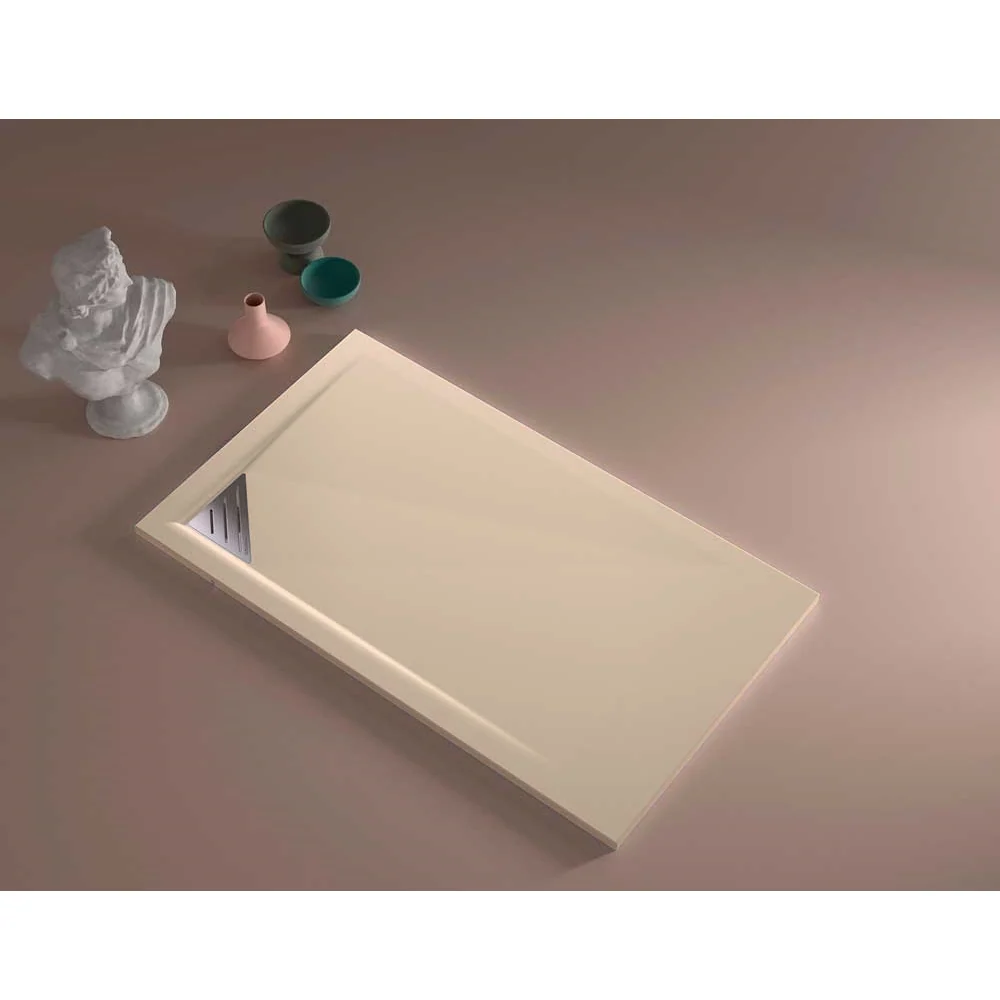 Receveur de douche extra plat TRINITY beige en résine minérale Duplach
