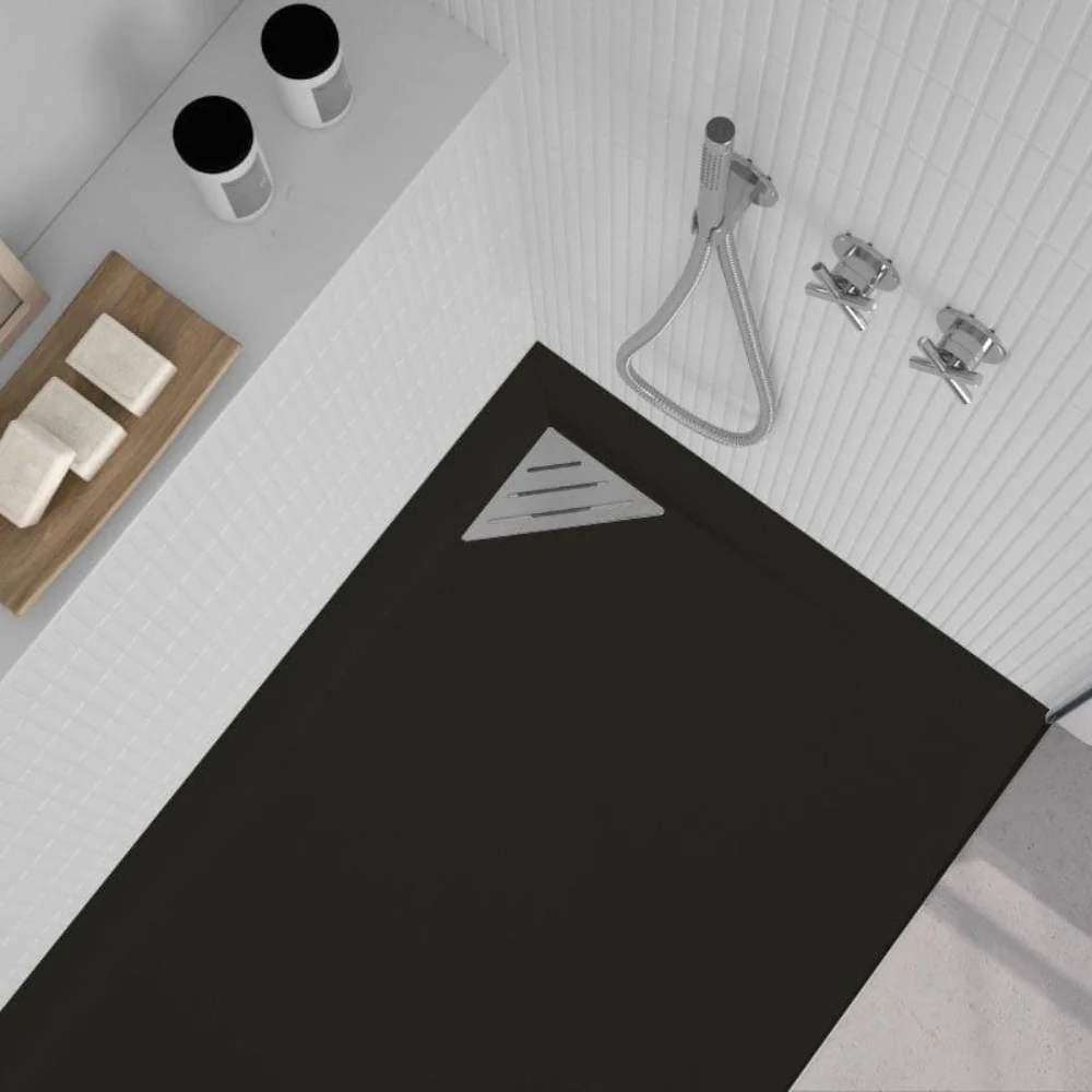 Receveur de douche extra plat TRINITY noir en résine minérale Duplach