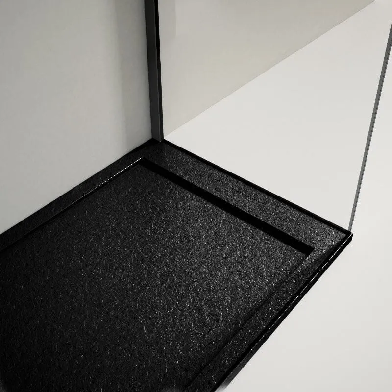 Receveur de douche extra plat LUX en résine surface ardoisée noir Lopmar