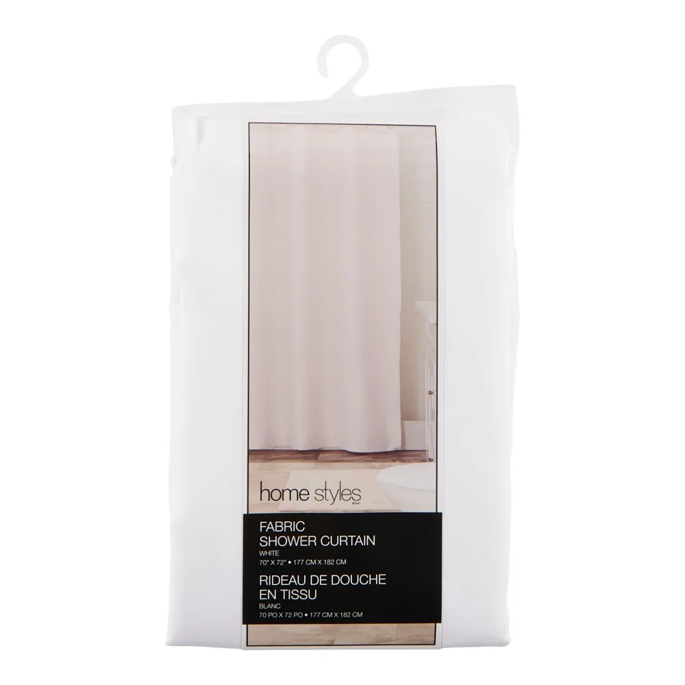 Rideau de douche en tissu HomeStyles, blanc - 70 po x 72 po