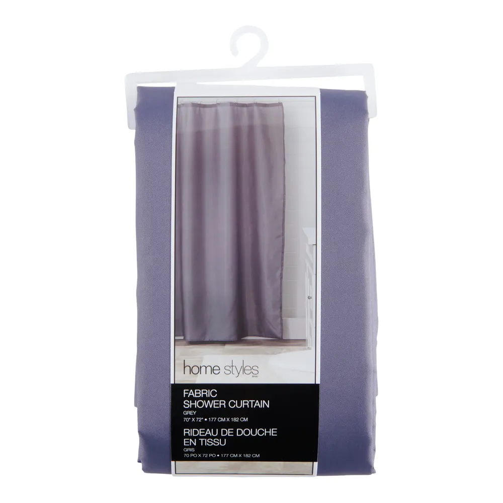 Rideau de douche en tissu Homestyles, gris - 70 po x 72 po
