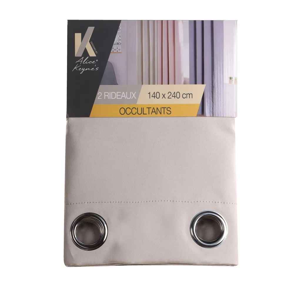 Lot de 2 rideaux occultants - Beige Stokomani