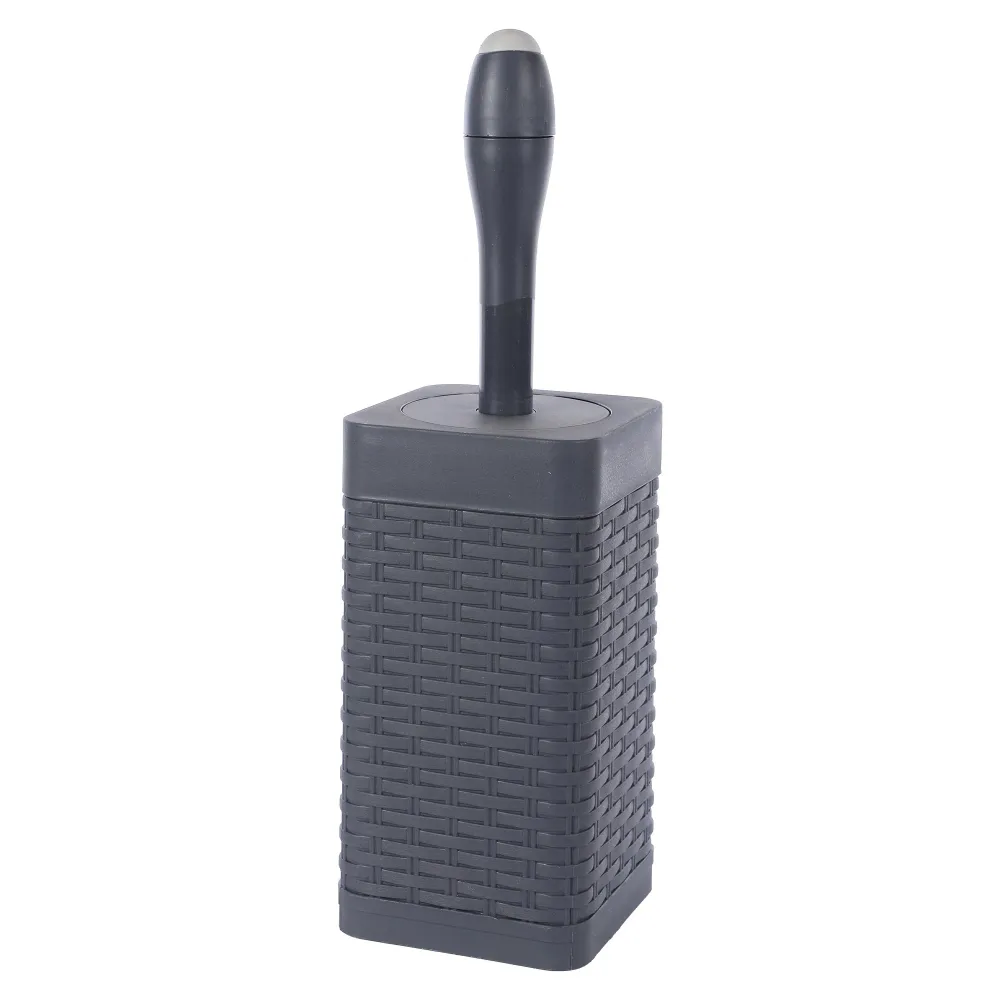 Brosse WC Carrée avec réservoir + support - Noir Stokomani
